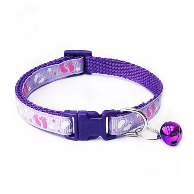 Image of 10mm Nylon Foot Printed I Collar with Bell for I Small Dogs, Kittens & Puppies I Design - Foot Print, Pack of 1 (Foot Print Collar)