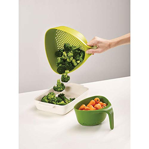 Joseph Joseph Nest Colanders Stackable Set With Easy-Pour Corners And Vertical Handle, 2-Piece, Green #TOP2