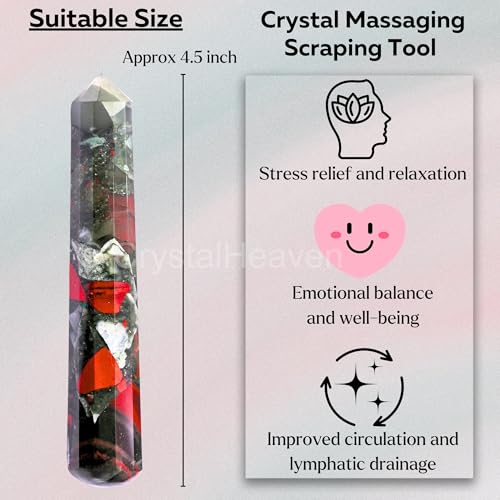 Image of African Bloodstone Crystal Wand - Pointed Crystal Wand for Energy Healing, Chakra Balancing, Meditation and Home Decor - Crystals and Healing Stones for Gift