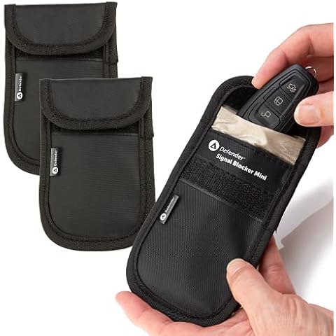 Car Key Signal Blocker Pouch - RFID Blocking Faraday Case - Protection for Keyless Fobs - Works with Remote Entry Keys (2 x Pack, Black) Cover