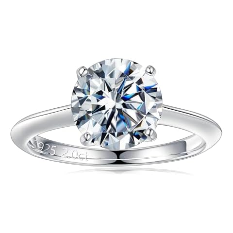 Turandoss 2ct Moissanite Rings for Women, D Color VVS1 Clarity Engagement Rings 14K White Gold Vermeil 4 Prong Knife Edge Moissanite Rings for Women Wife Girlfriend Jewelry Gifts Cover