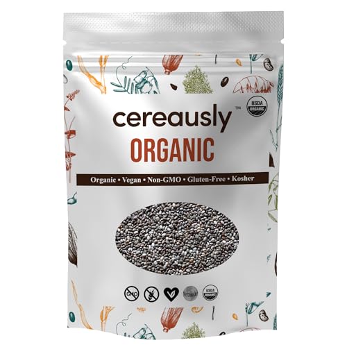 Organic Black Chia Seeds 4 Lb Bulk – High Fiber Omega-3 Superfood, Non-Gmo, Gluten Free, Vegan, Kosher, Whole Chia Seeds For Smoothies, Chia Pudding, Overnight Oats & Baking – Cereausly