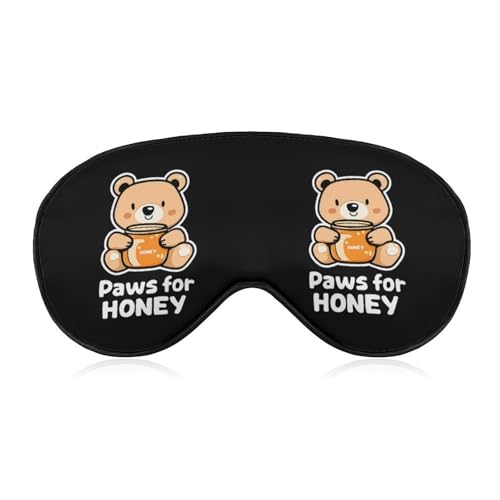 Bear Paws for Honey Sleep Mask Eye Shade Cover Adjustable Strap for Travel Lunch Break Women Men