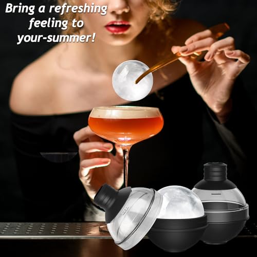Silicone Ice Cube Moulds, 4 Pack Large Ice Ball Maker Mould with BPA Free Plastic Lid, Flexible Round Ice Cube Moulds Easy to Pop Out, Sphere Ice Trays for Freezer Whiskey, Gin, Cocktails(Black) - Image 6