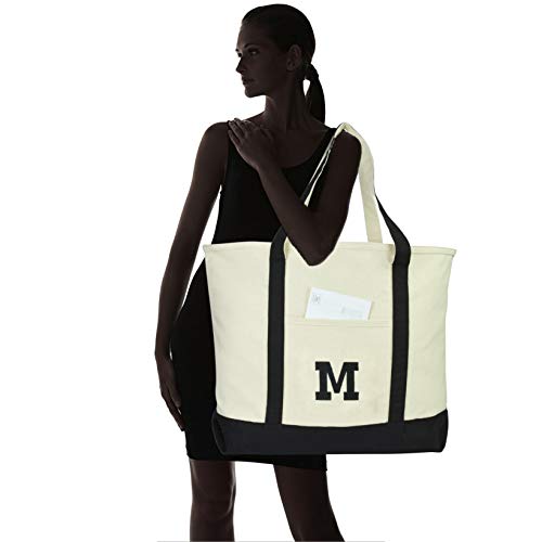 Bolso Tote personalizado con letra M en negro miniatura 2