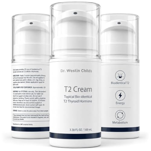 Dr. Westin Childs T2 Cream - T2 Thyroid Support for Women & Men with Bioidentical 3 5 Diiodo-l-thyronine in Lotion Form for Hormone Balance in Hypothyroidism Hashimotos Thyroidectomy & Rai 60 Ct