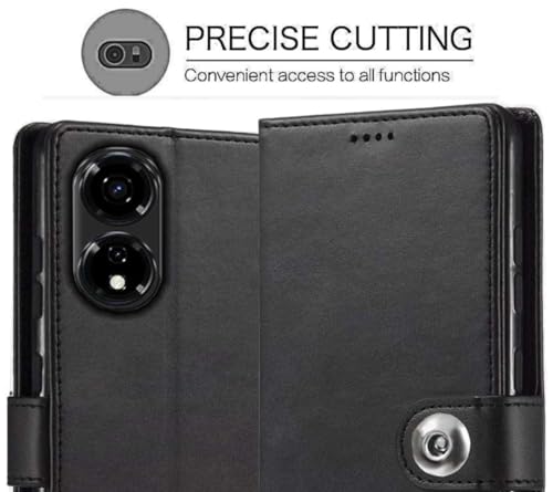 Image of SHINESTAR Ultimate Leather Finish Flip Back Cover for Itel P55 5G | Inside TPU & Inbuilt Stand | Wallet Style Back Cover Case for Itel P55 5G - Black