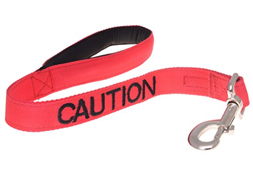 Caution Red Color Coded 2 4 6 Foot Padded Dog Leash (Do Not Approach) Prevents Accidents by Warning Others of Your Dog in Advance (Short 2 Foot Leash)