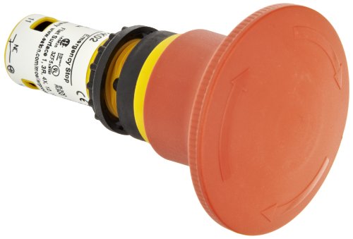 Eaton C22-PVT60P-K02 Emergency Stop Switch, 22mm Diameter, Twist-Release Operation, 60mm Operator Size, DPST-2 NC Contacts