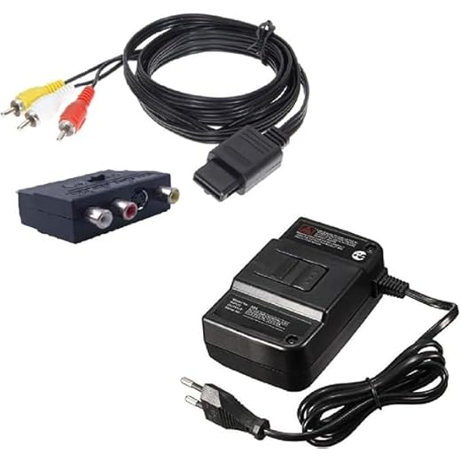 Kabel Netzteil Set für Nintendo 64 N64 Netzkabel Ladekabel Ladegerät Ersatznetzteil Stromkabel AC TV Adapter