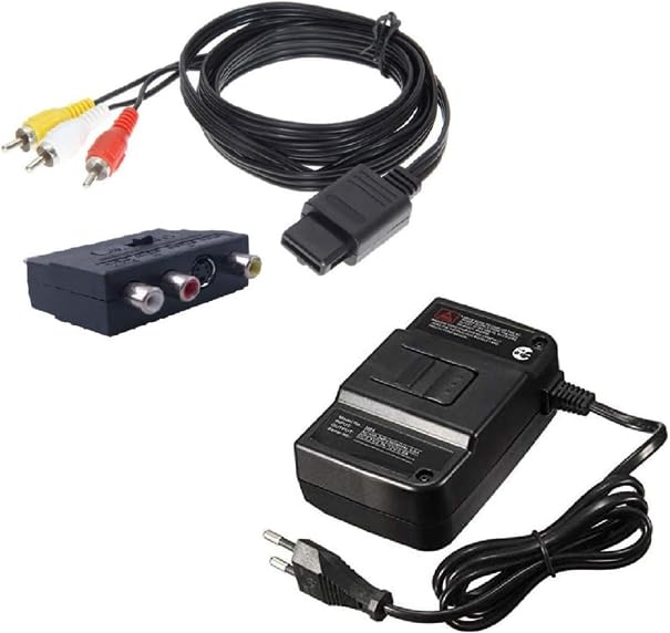 Kabel Netzteil Set für Nintendo 64 N64 Netzkabel Ladekabel Ladegerät Ersatznetzteil Stromkabel AC TV Adapter