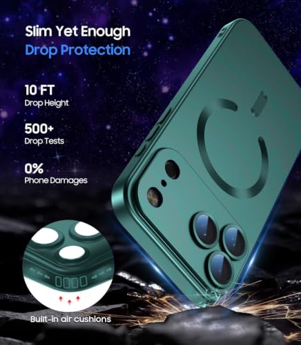 Image of DIZORO Magnetic Case for (iPhone 17 Pro Max) Case [Compatible with MagSafe][Built-in Camera Lens Protector] Slim Soft Silicone Bumper Shockproof Metallic Luster Back Cover Phone Case (Cosmos Blue)