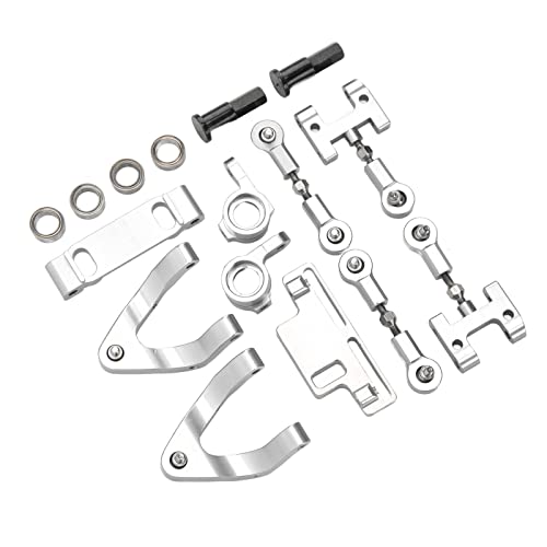 RC Metall Zubehör Set, RC Aluminium Oberer Unterarm Lenkungsschale Hex Adapter Set Kompatibel mit WPL D12 RC Car(Silber)