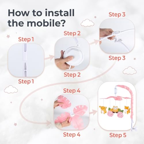 Image of SNOWIE SOFT Baby Crib Mobile with Music and Lights Starlight Projection, Remote Control Nursery Mobile for Infant Sleep Support