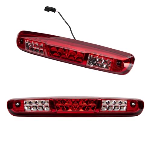 Cxdar Third 3rd Brake Light, LED High Mount Stop Light for 2007-2013 Chevy Silverado/GMC Sierra 1500 2500HD 3500HD, Rear Center Cab Roof Tail Cargo Lamp, Red Lens