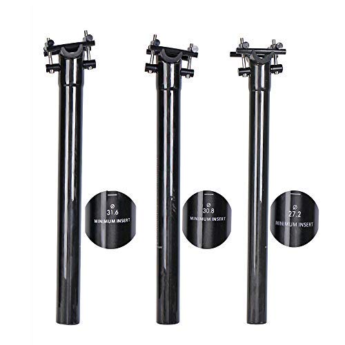 ELITA ONE Ultraligero Fibra de Carbono Ciclismo Tijas Bicicleta de Carretera/montaña Asiento de Silla de Montar Tijas 27.2/30.8/31.6mm Textura desordenada UD Brillante (350, Ø31.6mm)