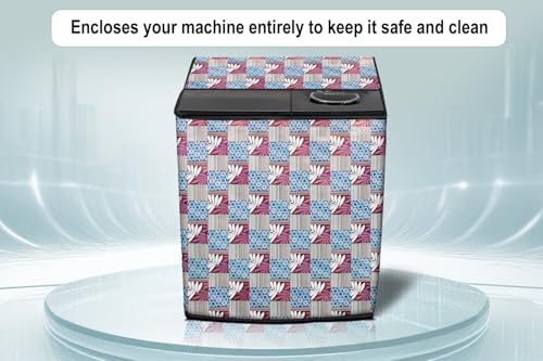 Image of Stylista Washing Machine Cover Compatible for GODREJ 8KG Semi-Automatic Top Loading WSEDGE ULT 80 5.0 DB2M CSBK, Surface Pattern Grey