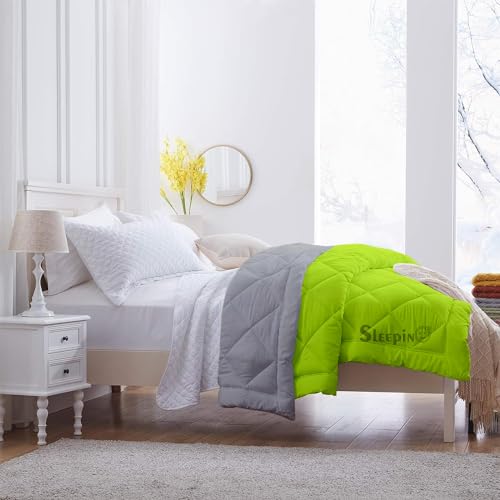 Image of 600 GSM Heavy Winter King Size Comforter | Microfiber, Breathable, Reversible,Soft, Lightweight & Machine Washable Comforter for King Size 92x106 Inch - GreenSilver