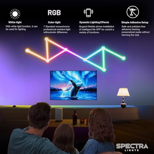 Image of Smart, Customisable LED Line Wall Panels with RGBIC Lights, Remote, WiFi & App Control (Pack of 9)