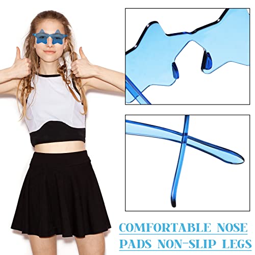 CHENGU 4 Pairs Star Shaped Rimless Sunglasses Transparent Candy Color Pentagram Star Sunglasses for Women4