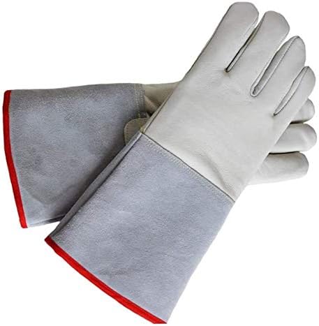 QLAZO Leather Forge Welding Gloves, Liquid Nitrogen Resistant to Low Temperature Gloves Industrial Welders Gloves High Temperature Cold Storage Gardening Gloves 35CM