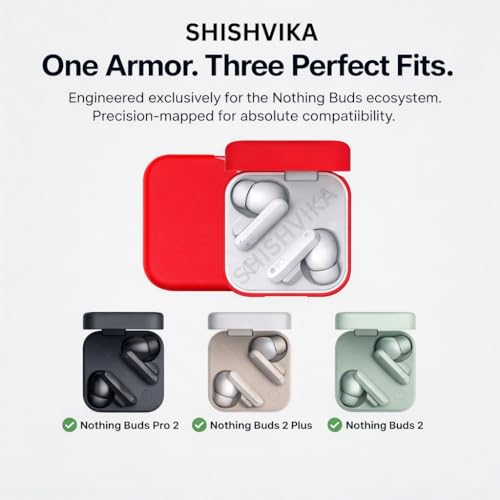Image of SHISHVIKA Case Cover Compatible for CMF by Nothing Buds Pro 2 / Buds 2 Plus /Buds 2 (Orange, R - Pin)