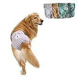 Miaododo Washable Female Dog Diapers,Reusable Pink+Orange+Green Striped Dog Pants for Doggie in Heat