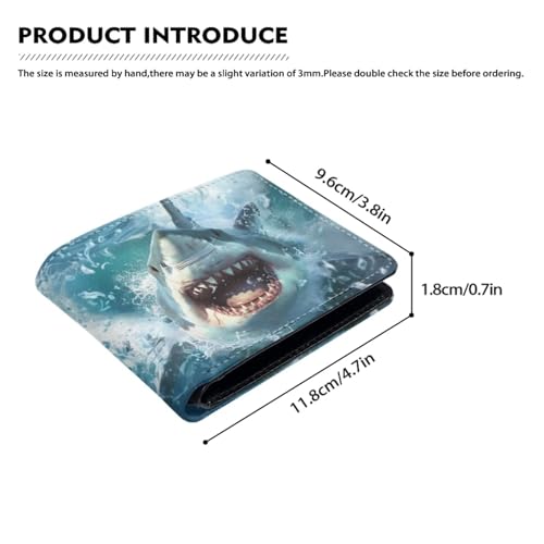 Image of Coldinair 3D Shark Leather Wallet for Teen Boys Kids Purse Wallets Leather Kids Boys Bifold Wallet Credit Card Cash Id Holder Cool Slim Bifold Small Coin Purses,Waterproof