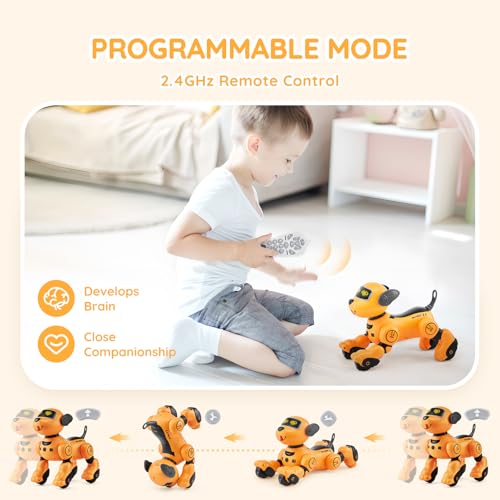 VEVOR Roboter Hund Kinder Ferngesteuerter Spielzeug, 2,4 GHz, programmierbares intelligentes interaktives RC Hund für Kinder mit Folgefunktion, Berührungs- und Sprachsteuerung, für Kinder ab 3 Jahren