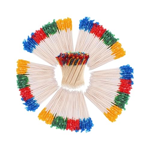 MagiDeal 400 Palillos para cócteles, Palillos para Aperitivos, brochetas de Madera de Colores, palitos de Comida para Fiestas, sándwiches, decoración navideña.