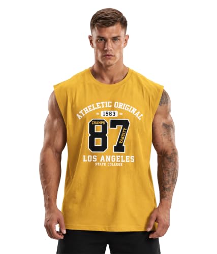 Image of SHODOX Men's 100% Cotton Tank Top | Round Neck Sleeveless Gym Vest | Loose Fit Casual Sportswear T-Shirt | Breathable & Lightweight Fitness Wear for Workout & Active Wear