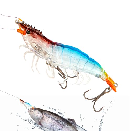 Shrimp Bait,3.54 in Realistic Saltwater Shrimp Lures | Glow in