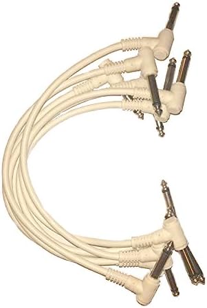 Perfektion Pack of Six Quality White Colored, 1 foot Guitar-Instrument Patch Cables (Right Angle)-100% Satisfaction Guarantee
