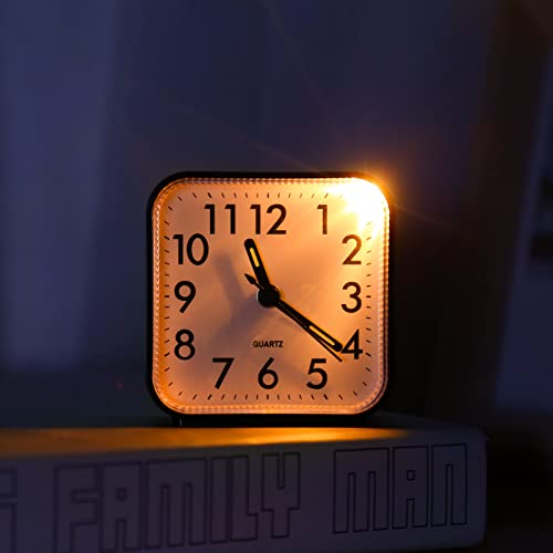Amir Analog Alarm Clock, Silent Non Ticking Small Clock, Travel Alarm Clock With Snooze & Light, Ascending Beep Sounds, Battery Operated Loud Alarm Clock For Bedroon, Bedside, Desk (Black) #TOP3