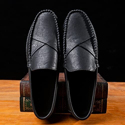 HOOENG Loafer Shoes Driving Moccasins for Men Vegan Leather Stitching Details Round Toe Anti-Slip Lightweight Flat Heel Resistant Walking Slip on4