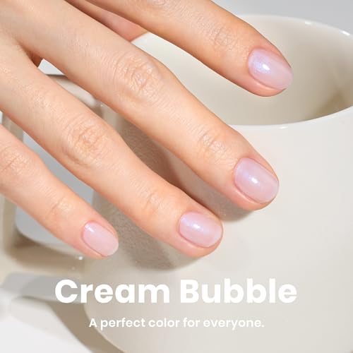 Image of Beetles Nail Polish, Jelly White Nail Polish Natural Blue Glitter | Nail Concealer Fast Dry Quick Milky White Nail Strengthener and Growth Treatment for Thin and Damaged Nails,0.51 FL OZ