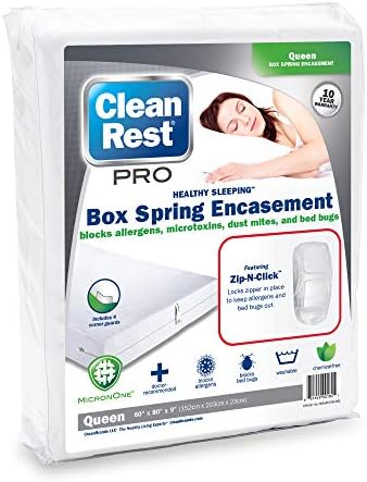 CleanRest Pro Bed Bug Blocking Box Spring Encasement, Queen, White