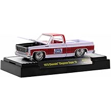 M2 Machines 1973 Chevy Cheyenne Super 10 Pickup White w/Red Top & Red Plaid Stripe Dinty Moore Ltd Ed to 9350 pcs 1/64 Diecast Model Car 31500-HS33