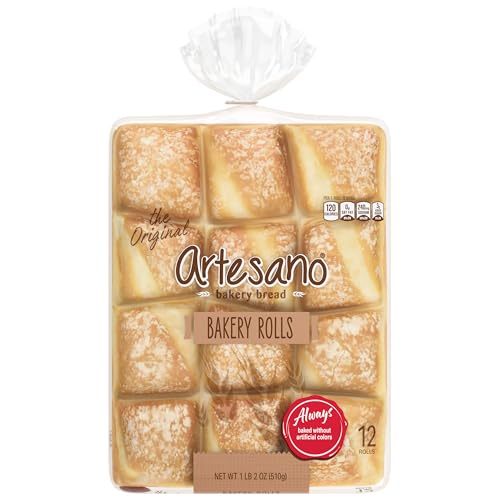 Artesano White Bakery Rolls, 12 count, (1.5 oz each), Dinner Rolls, 18 oz Bag