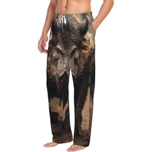 Pantalon de pyjama homme à motif sanglier avec poches