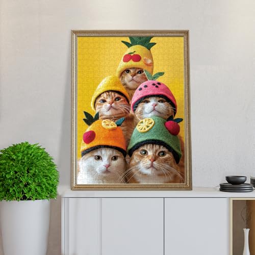 Rompecabezas de 500 piezas tamaño grande para adultos, adolescentes y niños familia juegos felices fiesta de gatos [Piezas más grandes] miniatura 2