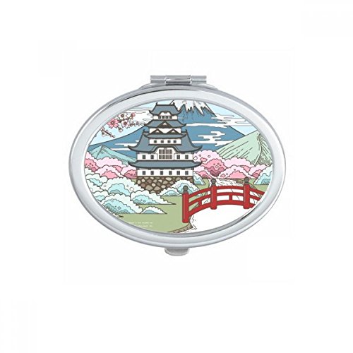 Mount Sakura Japan Ukiyo-e Oval Mirror Portable Fold Hand Makeup Double Side Glasses image 2