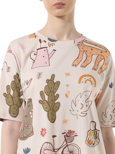 Image of ONLY Women's Oversized Printed Pure Cotton T-Shirt