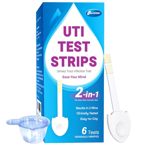 6 Pack UTI Test Strips, Urinary Tract Infection Test Kit for Women Men, Accurate Result in 2 Minutes, Monitor Bladder Health at Home, Clinically Tested, Easy to Grip, Individually Wrapped