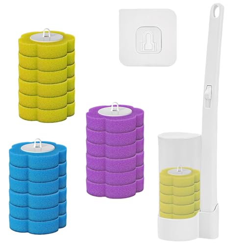 Scopino Bagno Wc, Set Di Spazzole Igieniche Montate a Parete, Dotato Di 18 Teste Di Spazzole, Pennello Per La Pulizia Senza Tocco Risparmia Spazio,Per Gli Angoli Difficili Da Raggiungere