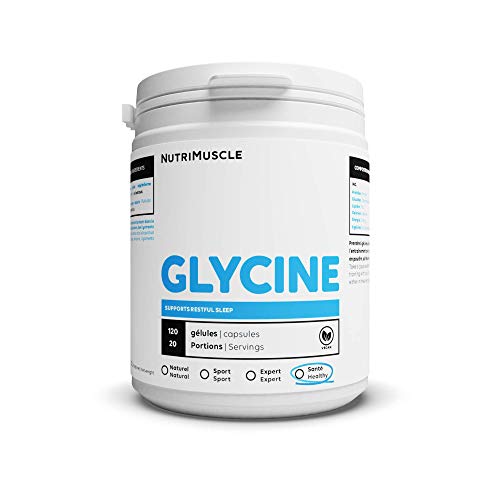 Glycine Cristallisée 100% pure | 120 Gélules | Sans OGM • Convient aux végétariens • Prévention des blessures • Santé des articulations • Amélioration du sommeil | Nutrimuscle Cover