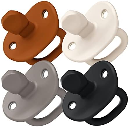 Boon JEWL Biometric Silicone Baby Pacifier - 3+ Months - Neutral - Comfortable Silicone Orthodontic Baby Pacifiers with Soothing Gem Shaped Nipple - 4 Count