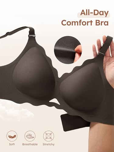 Image of Seamless Jelly Bras for Women - Wireless Gel Bra No Underwire with Support Full Coverage Comfort T-Shirt Bralette