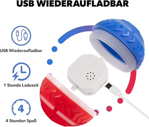 Pet Prime Interaktives Hundespielzeug, Interaktiver Spielball für Hunde mit USB Wiederaufladbar, Strapazierfähiger Magic Ball Hund mit LED-Leuchten, für kleine mittlere große Hunde