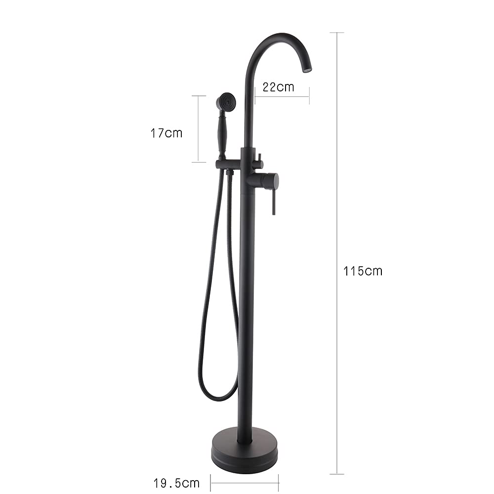Soporte de pared para bañera y ducha, grifo de baño independiente, grifo de baño, moderno y independiente, ducha de mano con batidora, grifo de baño, grifo de ducha, color negro mate